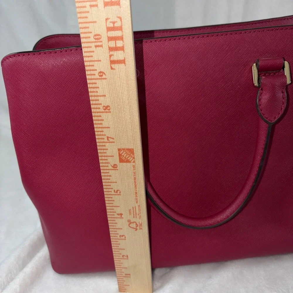 Michael Kors Sutton Saffiano Leather Medium Satchel Handbag Fuchsia Classic Chic